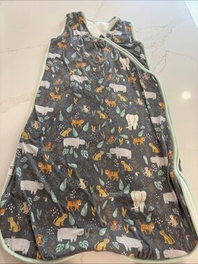 Grey Safari Animal Sleep Sack with Mint Trim - copper pearl